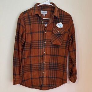 Distortion Youth Plaid Sherpa Flannel Button Up Shirt in Size 14/16 NWT